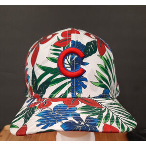 New Era 9Fifty Snapback Hat Chicago Cubs Floral Hawaiian Tropical Red Blue